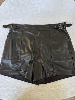 sofia by sofia vergara Black Faux Leather High-Waist Shorts